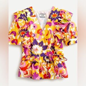 J. crew Collection Ruffle wrap top in Ratti® curly floral cotton size medium